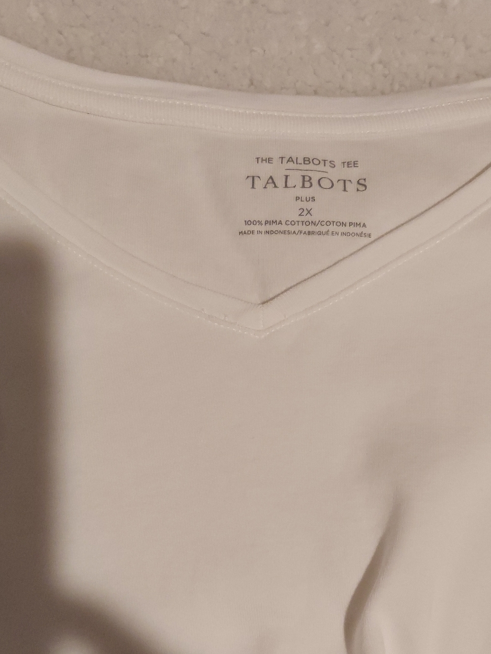 Talbots Long Sleeve White V-Neck Tee - Plus 2X